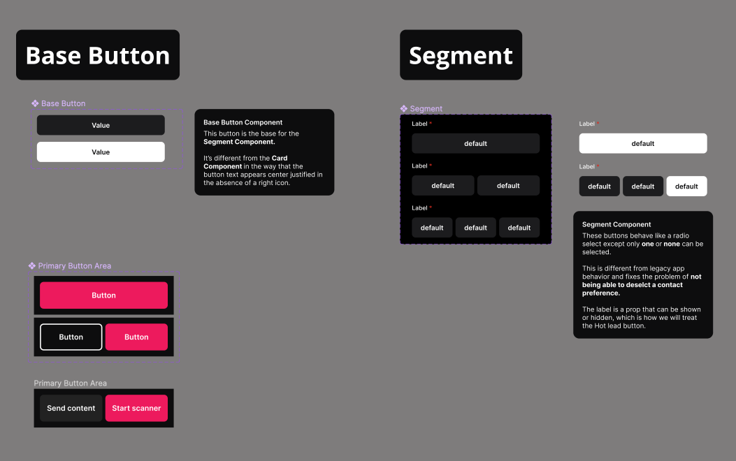 Screen grabs from the mobile design system 2/3